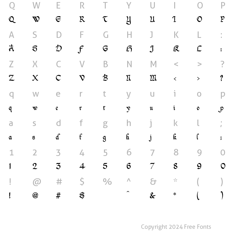 Character Map of NicholiniBroadpen Regular