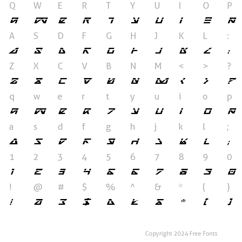 Character Map of Nick Turbo Bold Expanded ItLas Bold ExpandedItLas