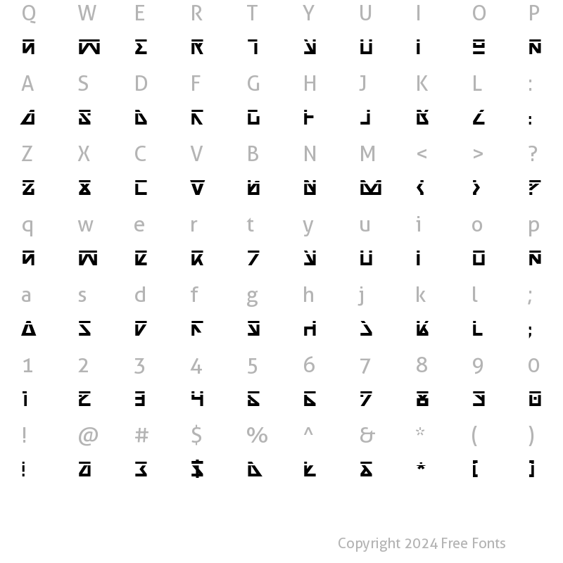 Character Map of Nick Turbo Bold Laser Bold Laser