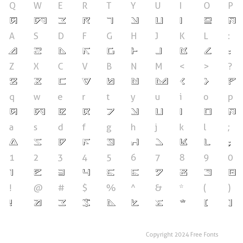 Character Map of Nick Turbo Expanded 3D Expanded 3D