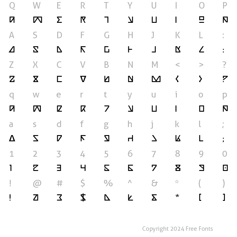 Character Map of Nick Turbo Regular