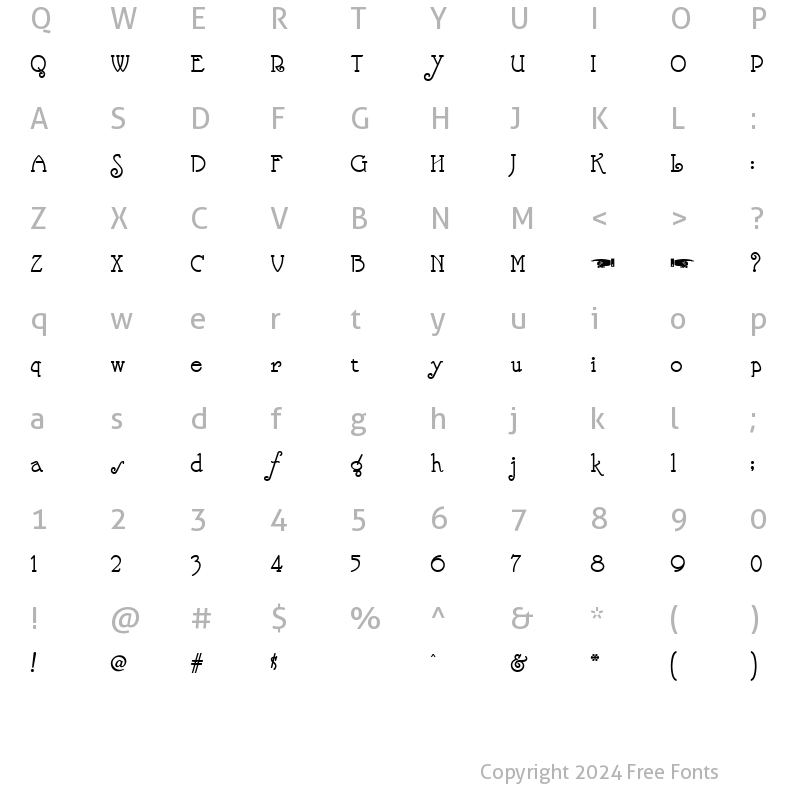 Character Map of Nickelodeon NF Regular