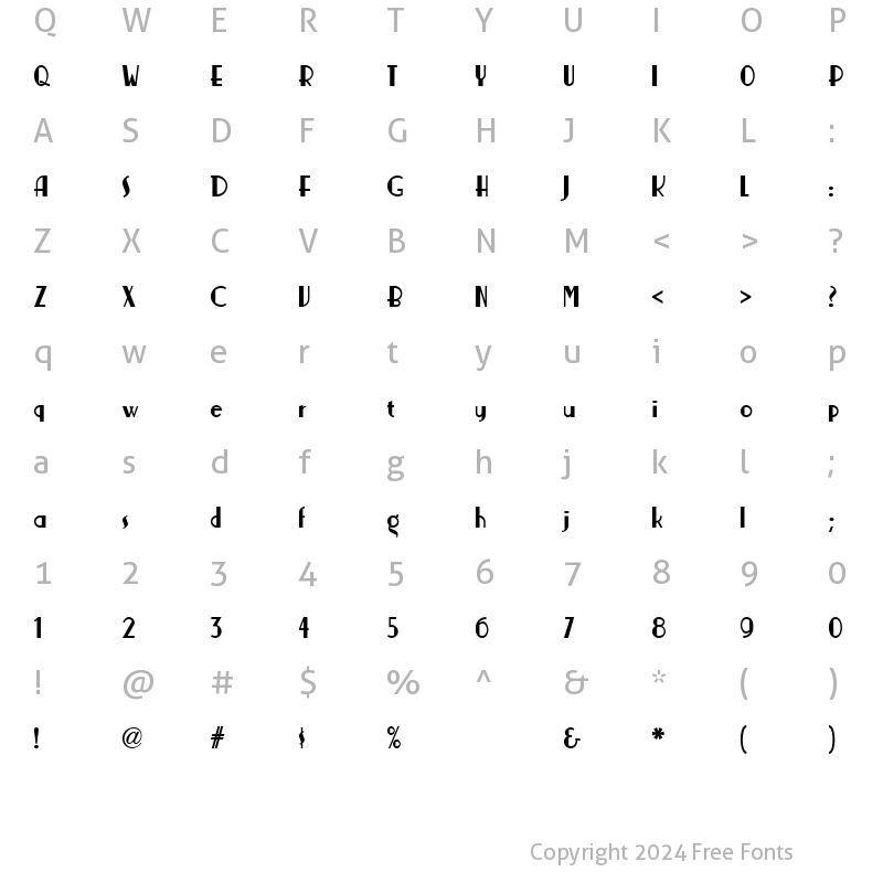 Character Map of Nickerbocker NF Regular