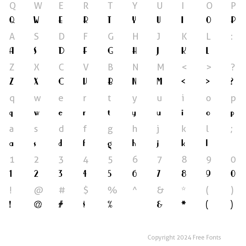 Character Map of Nickerbocker-Normal Regular