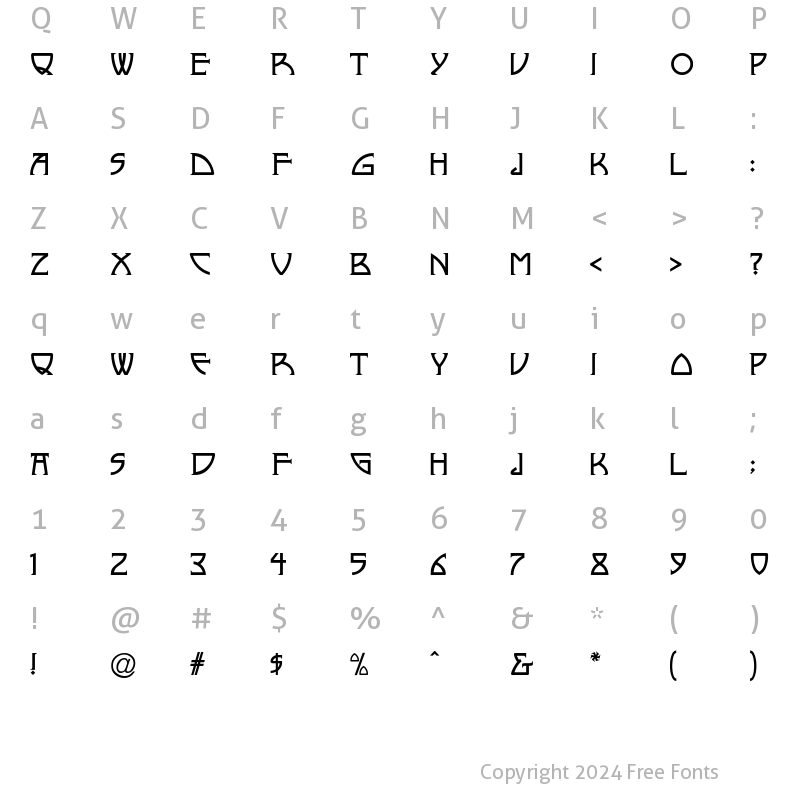 Character Map of Nickley-NormalA Regular