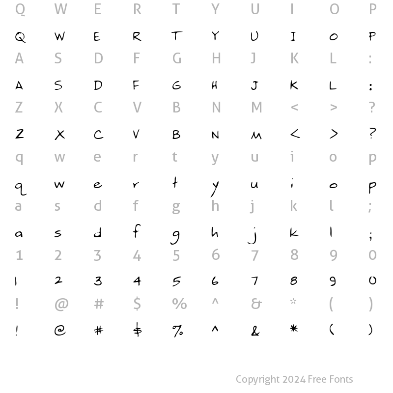 Character Map of NickysHand Regular