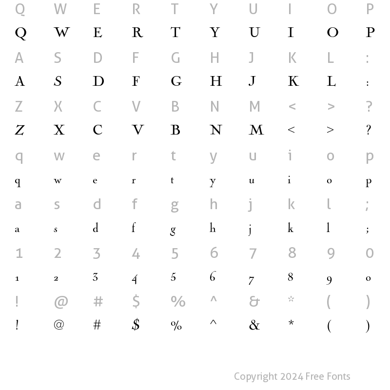 Character Map of NicolasCochinEF Regular