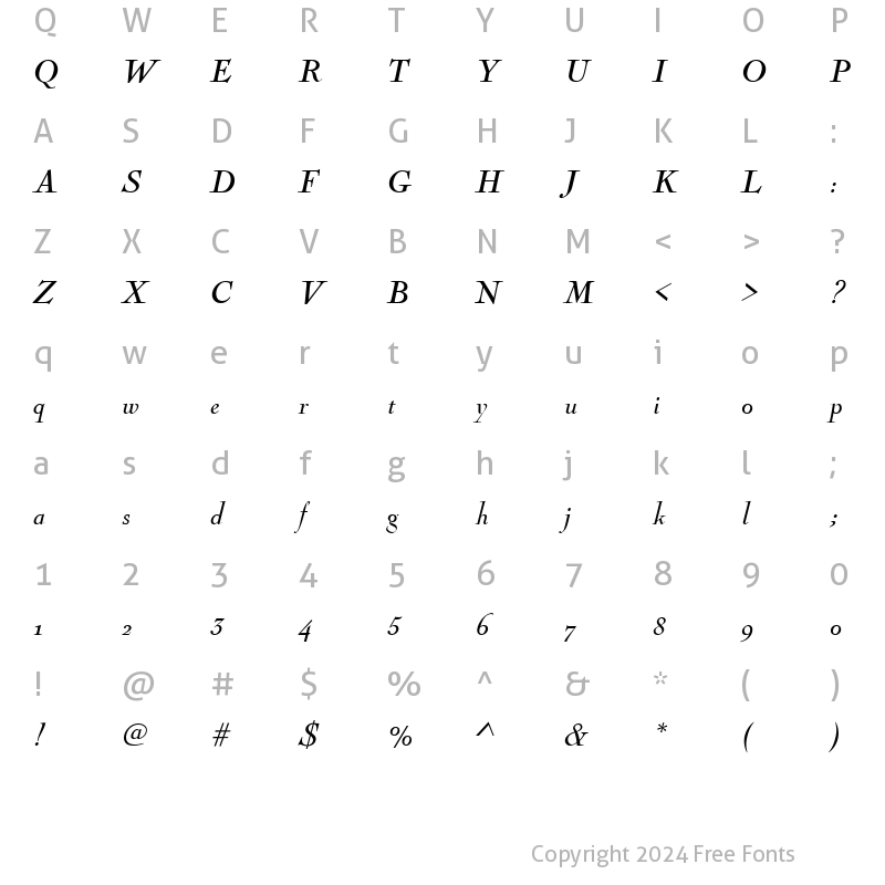 Character Map of NicolasCocTEEReg Italic