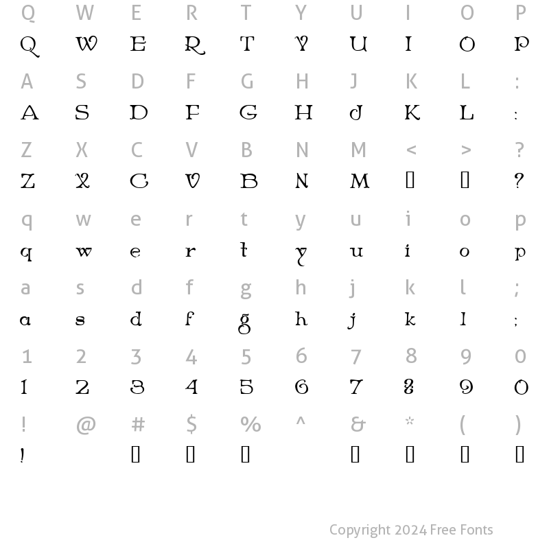 Character Map of Niederwald Regular