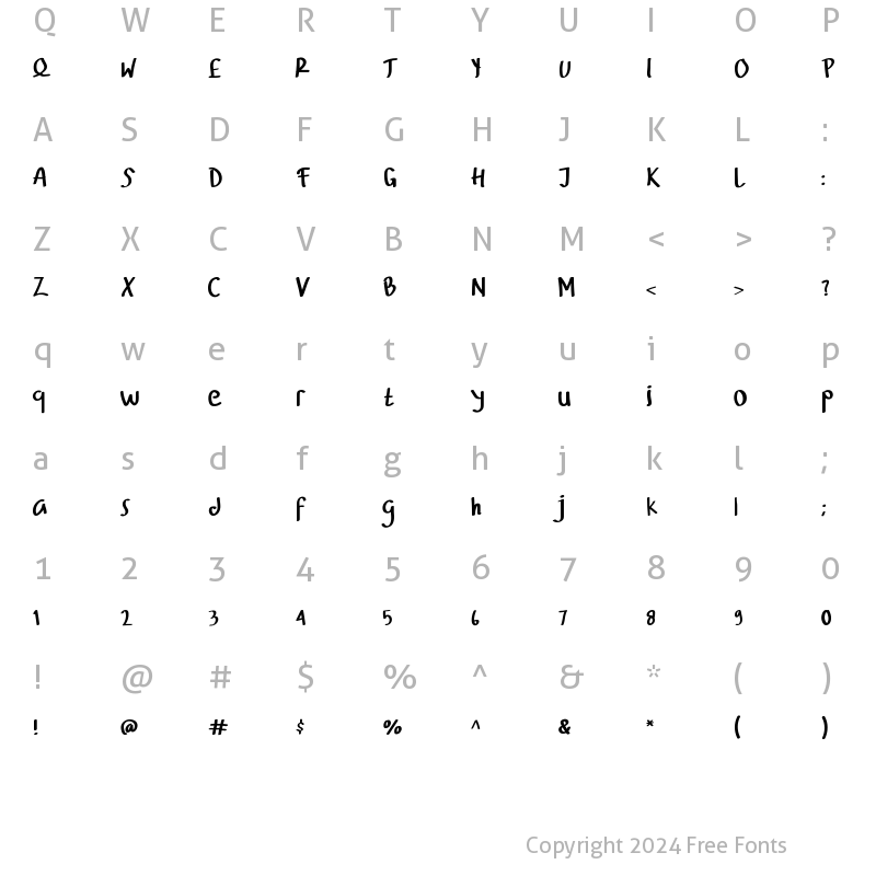 Character Map of Nielsen Owen Regular