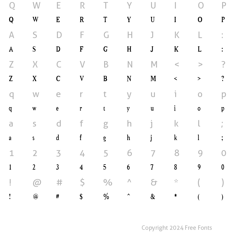 Character Map of Niew CroMagnon Narrow Regular