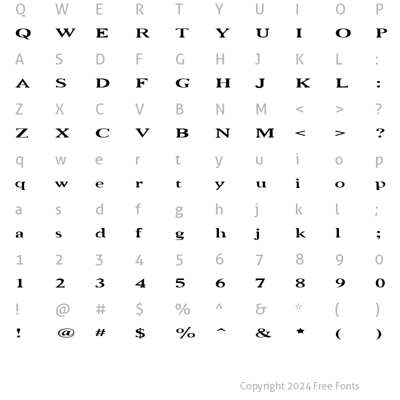 Character Map of Niew CroMagnon Wide Regular