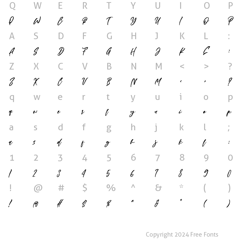 Character Map of Nighiri Regular