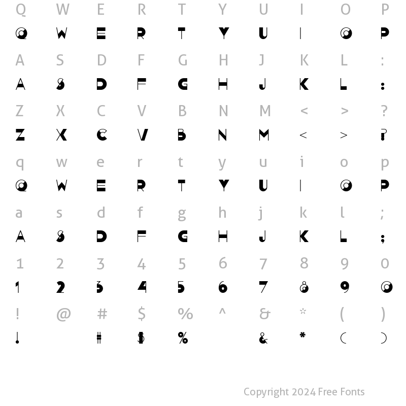 Character Map of Nightcap NF Regular