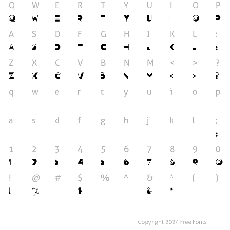 Character Map of Nightcap Regular