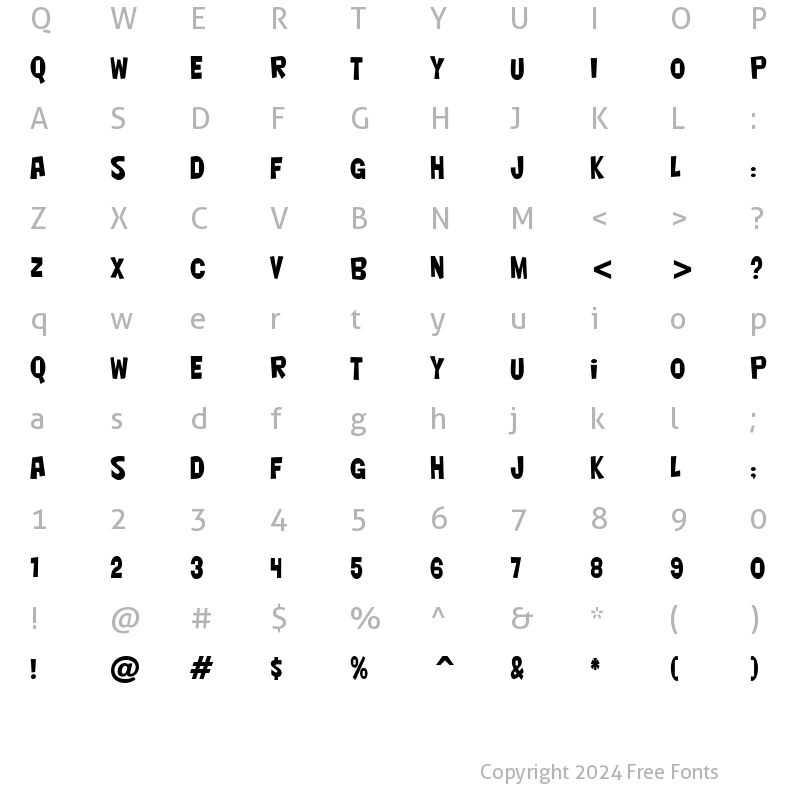 Character Map of Nightclub BTN Cn Regular