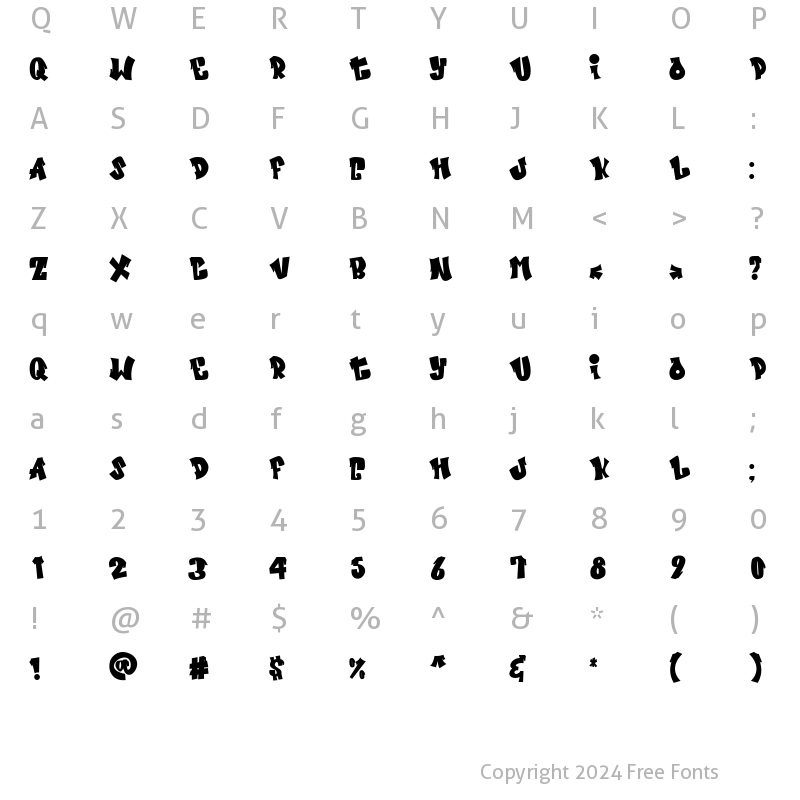 Character Map of Nightfate Regular