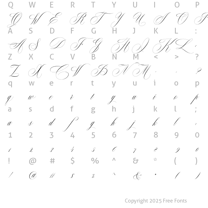 Character Map of Nightingale Regular