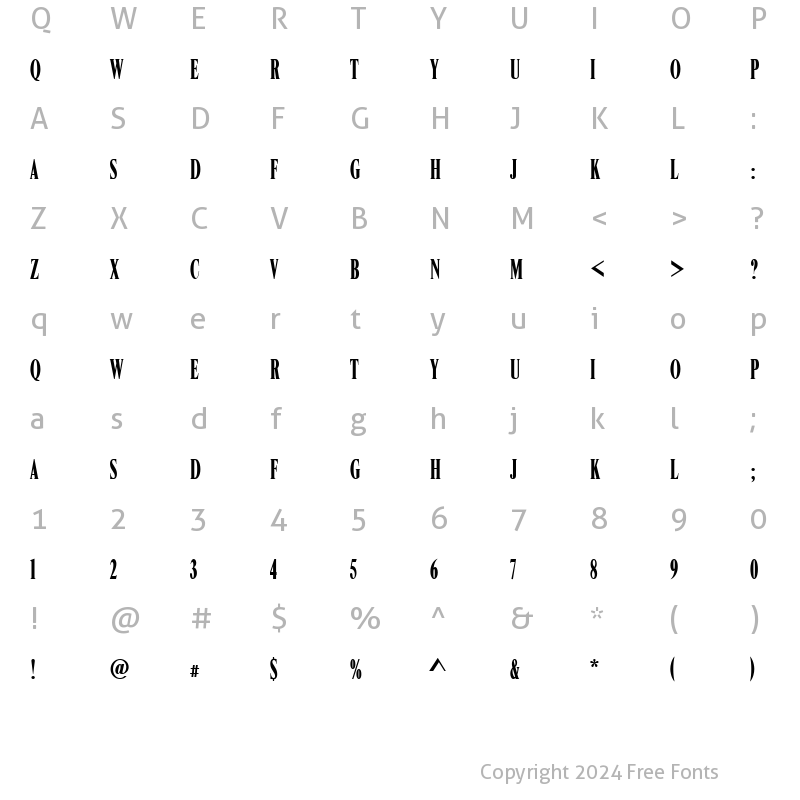 Character Map of Nimbus Roman Becker ModComD Regular