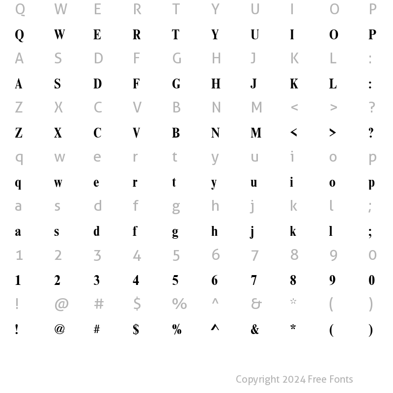 Character Map of Nimbus Roman Becker No9TCon Bold