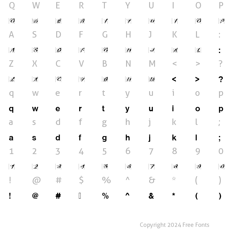 Character Map of Nimbus Sans Becker IniDBol Regular