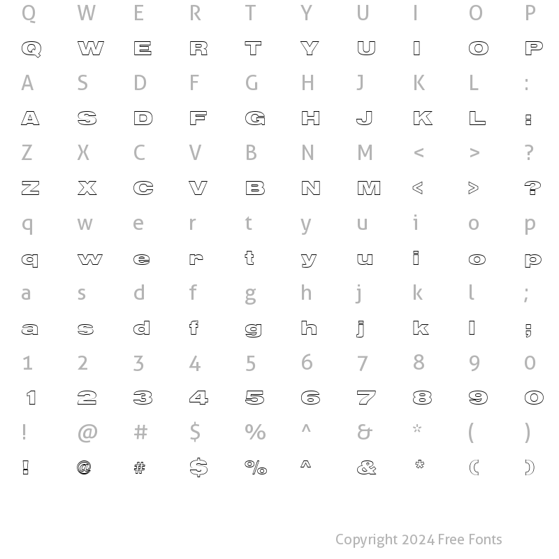 Character Map of Nimbus Sans Becker OutDBlaExt Regular