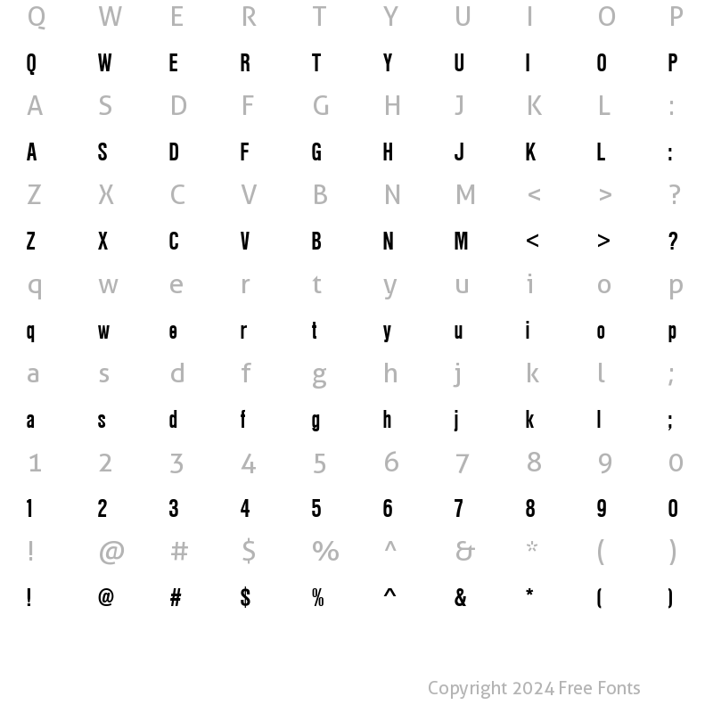 Character Map of Nimbus Sans Becker PCon Bold