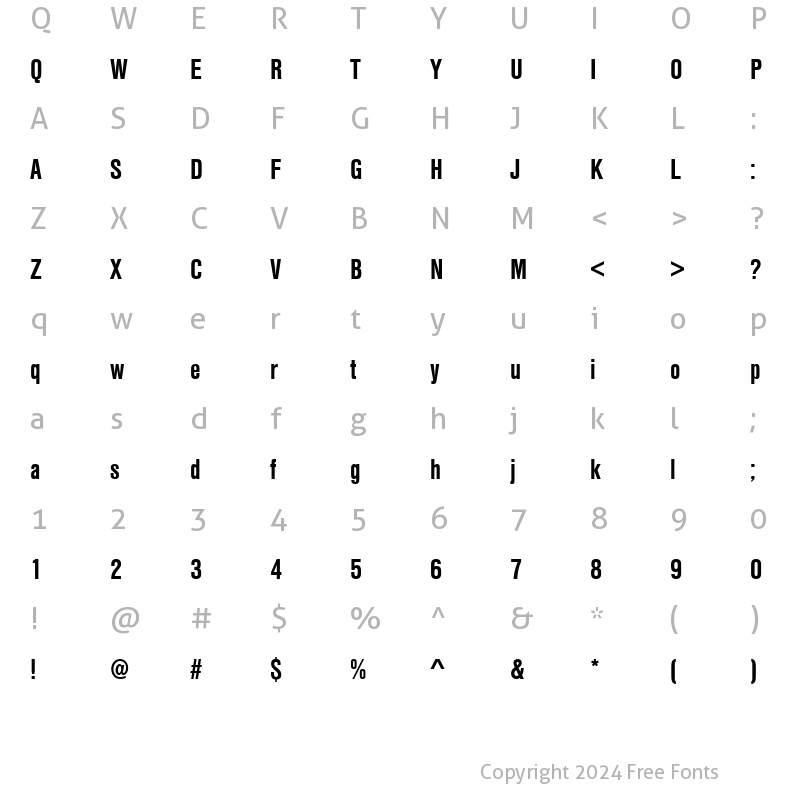 Character Map of Nimbus Sans Becker TCon Bold