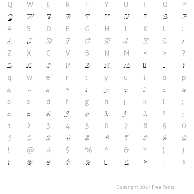 Character Map of NimbusRomDExtBolItaOu1 Regular