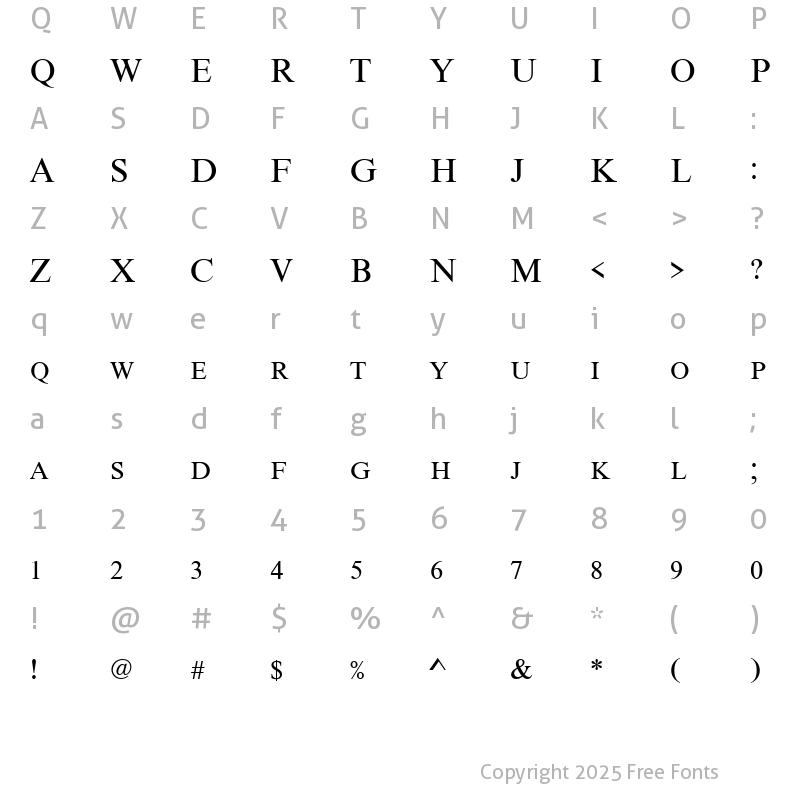 Character Map of NimbusRomNo9DCDReg Regular