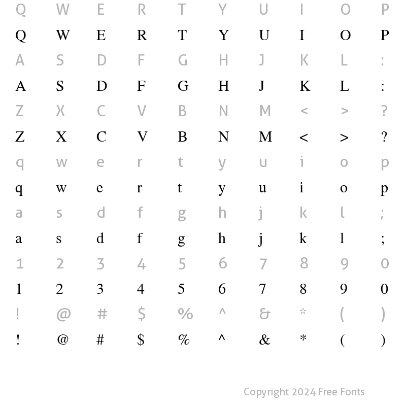 Character Map of NimbusRomNo9L Regular