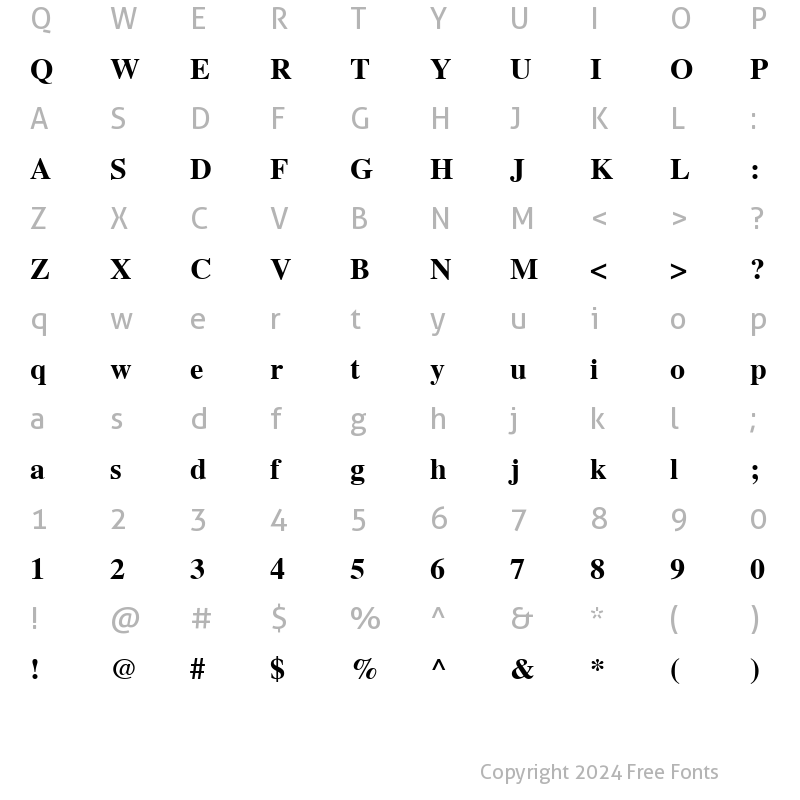 Character Map of NimbusRomNo9LEE Bold