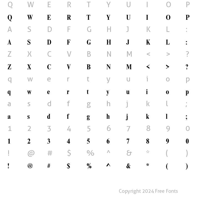 Character Map of NimbusRomNo9TCon Bold