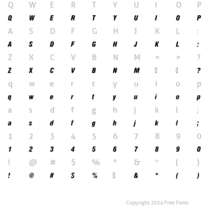 Character Map of NimbusSanDBlaConItaRo1 Regular