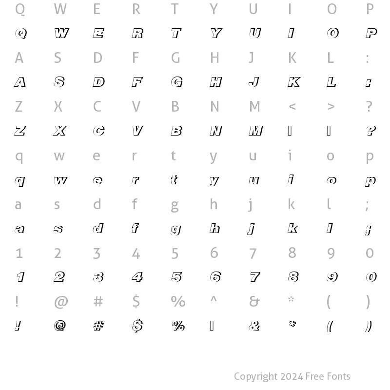 Character Map of NimbusSanDBlaItaRe1 Regular