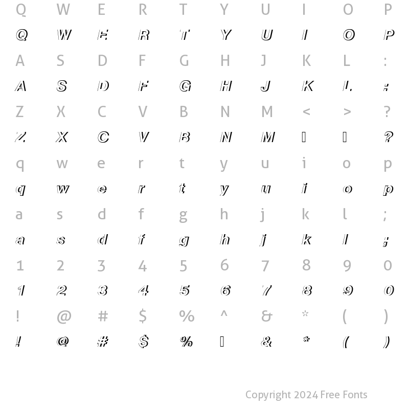 Character Map of NimbusSanDBolItaRe1 Regular