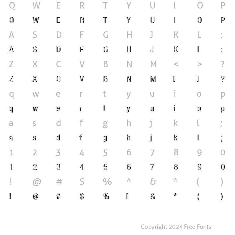 Character Map of NimbusSanDLigConRe1 Regular