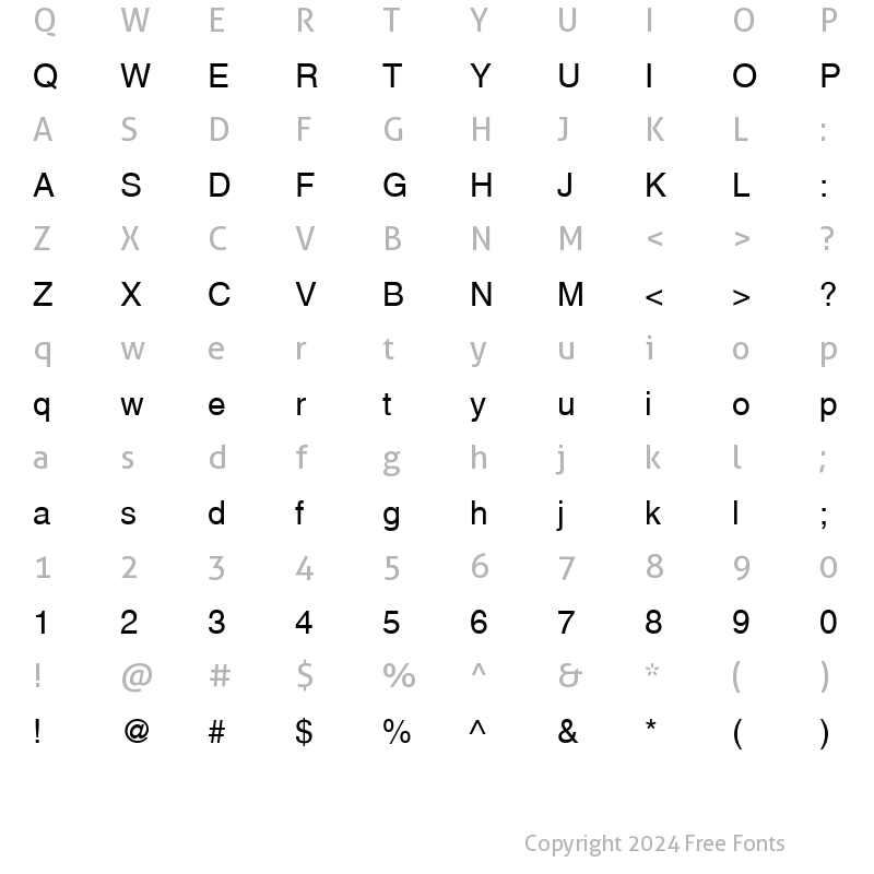 Character Map of NimbusSanLEE Regular