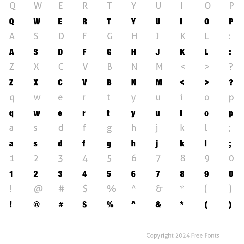 Character Map of NimbusSanNovTUltCon Regular