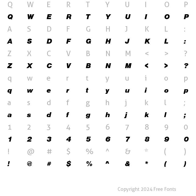 Character Map of NimbusSanTBla Italic