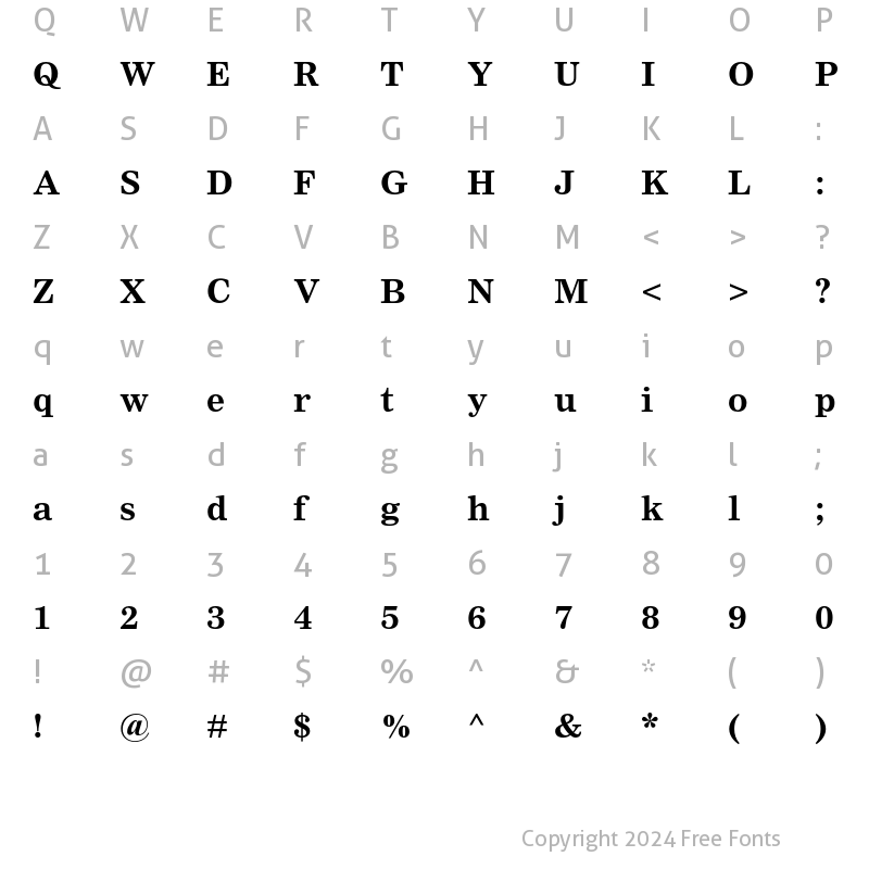 Character Map of Nimrod MT Bold