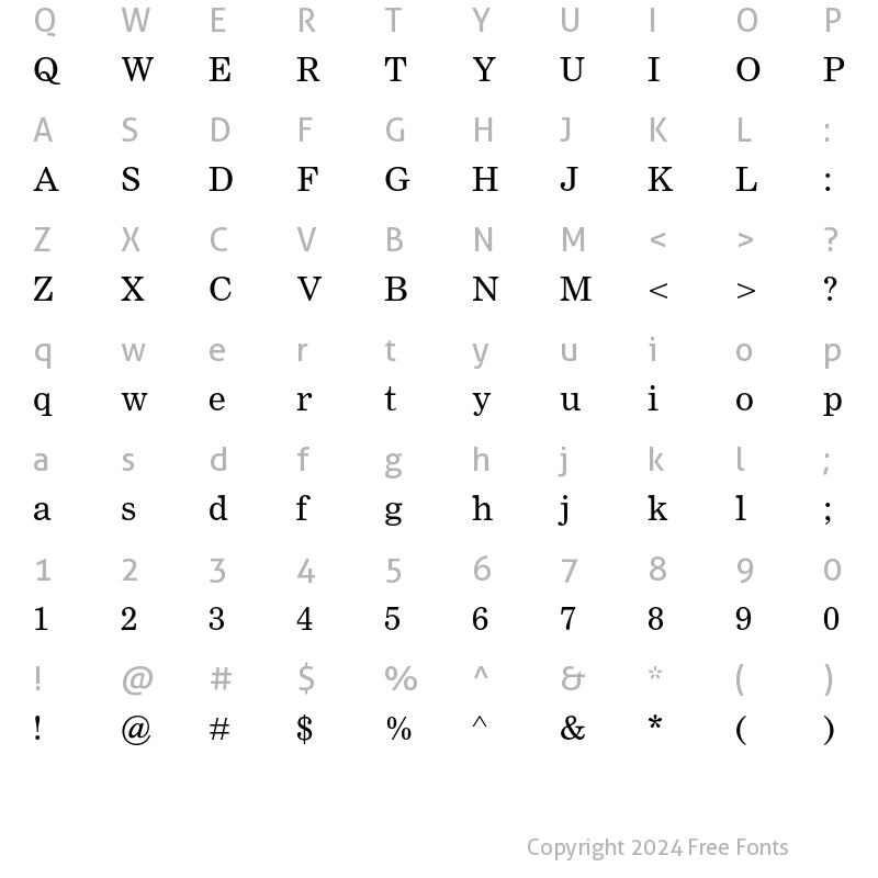 Character Map of Nimrod MT Std Regular