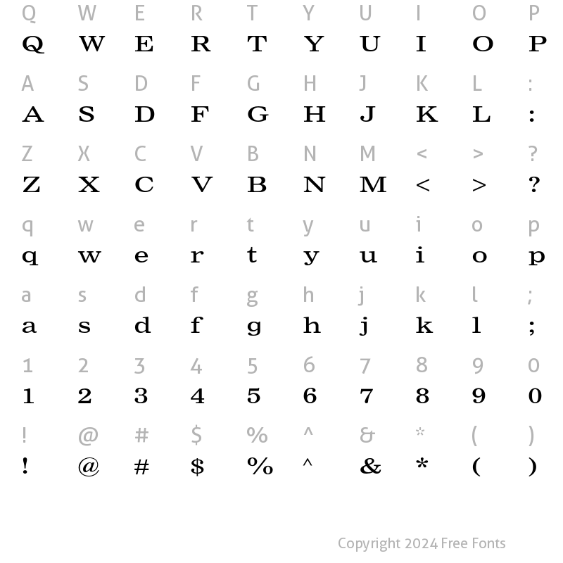 Character Map of Nimrod Small Ads MT Std Ext