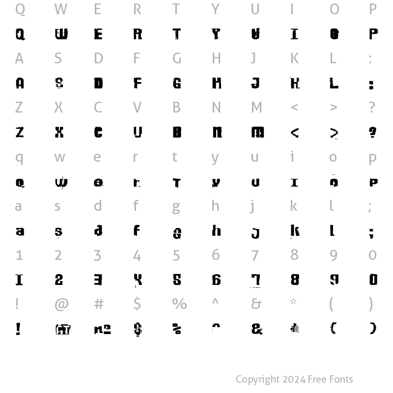 Character Map of Nine SixNilNil Regular