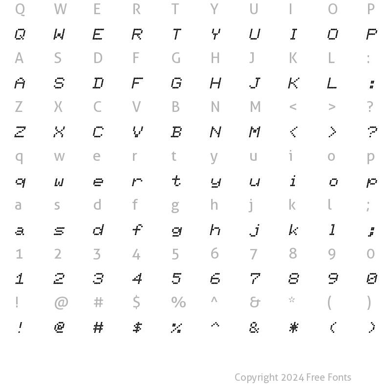 Character Map of Ninepin Italic