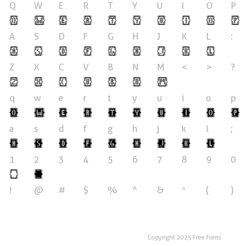 Character Map of Nineteen Ten Vienna - Extra Regular