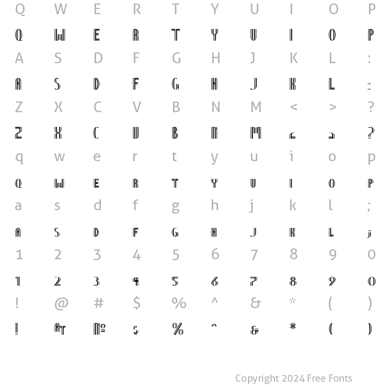 Character Map of Nineteen Ten Vienna Regular