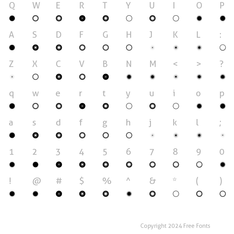 Character Map of Ninkimono Regular