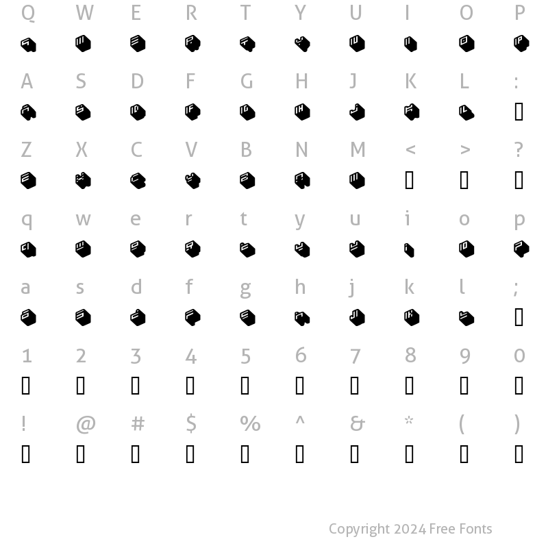 Character Map of nippon blocks Regular