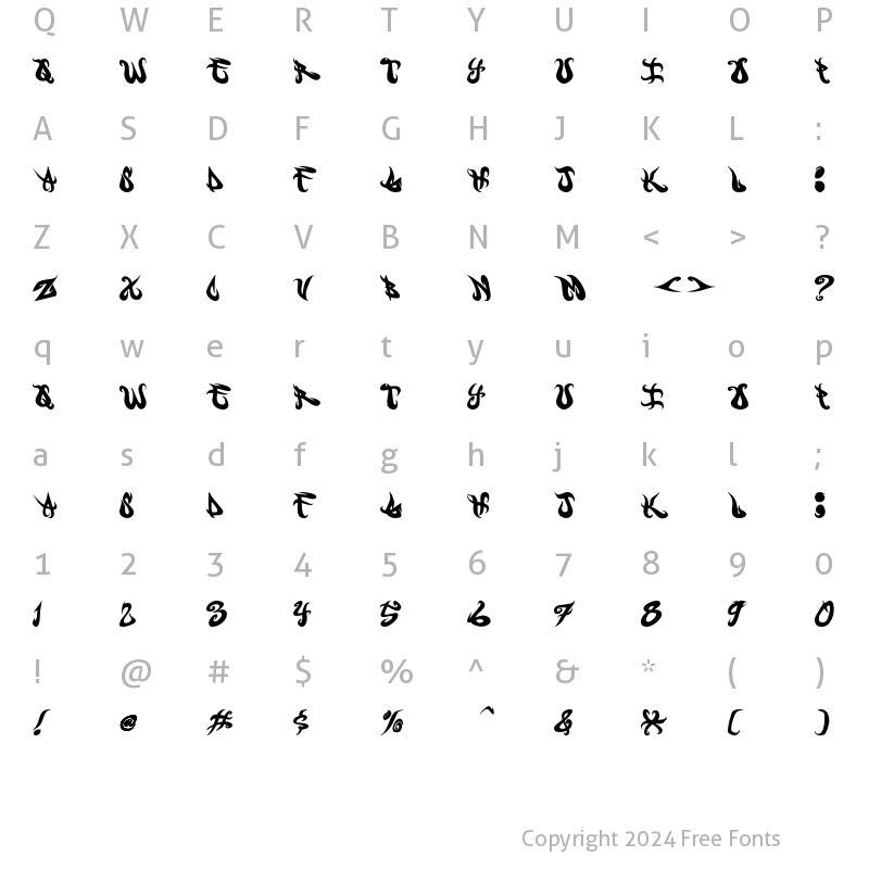 Character Map of NIRVANA Regular